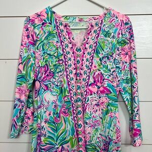 Lilly Pulitzer Pink and Blue Floral Tunic - Meryl nylon/spandex